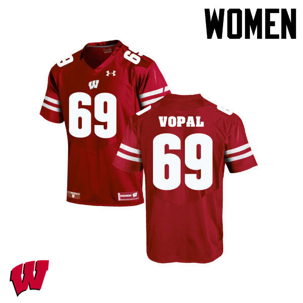 Wisconsin Badgers Women's #69 Aaron Vopal NCAA Under Armour Authentic Red College Stitched Football Jersey OL40B84MW